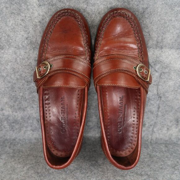 Cole Haan Shoes Mens 8.5 Loafers Leather Buckle Strap Moc Toe Handsewn Slip On - Picture 6 of 16